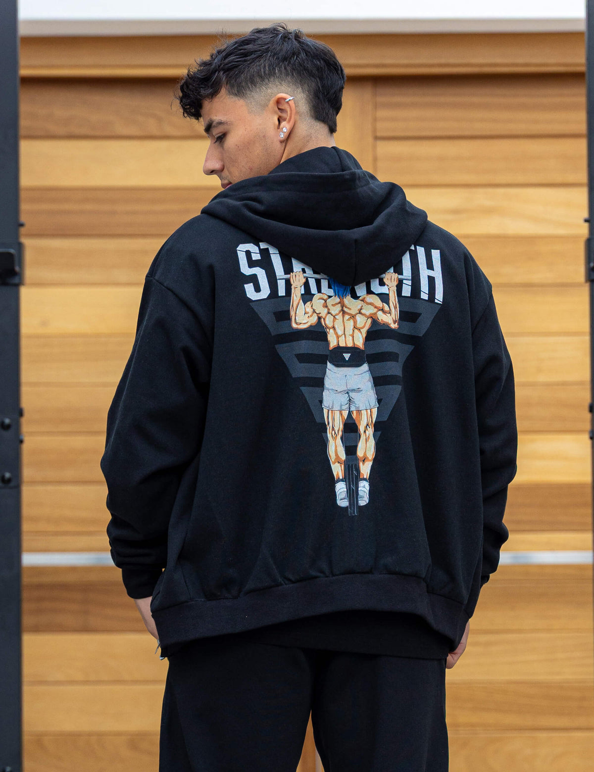 Anime Oversized Zip Hoodie Strength