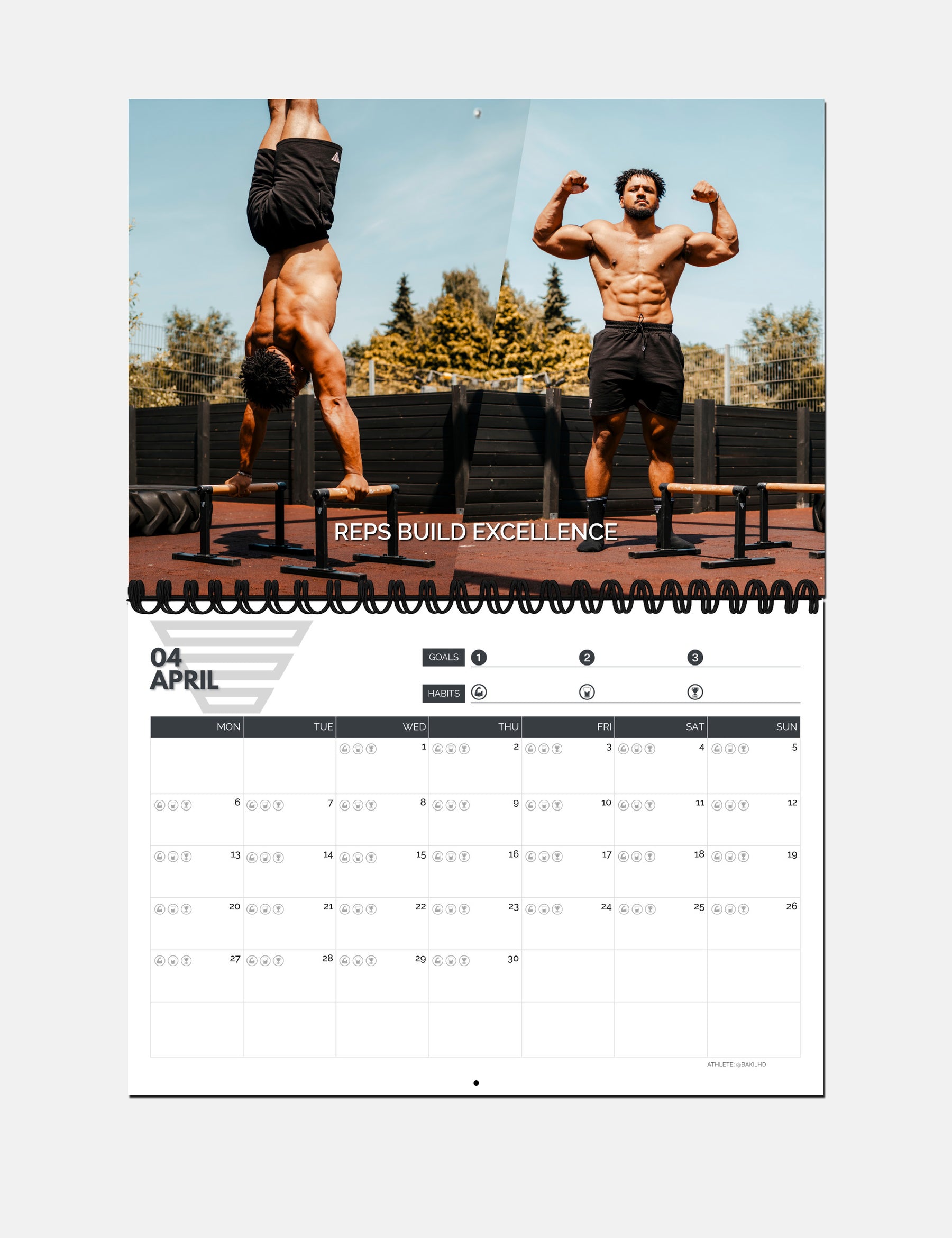 Calendario da parete Calisthenics 2026