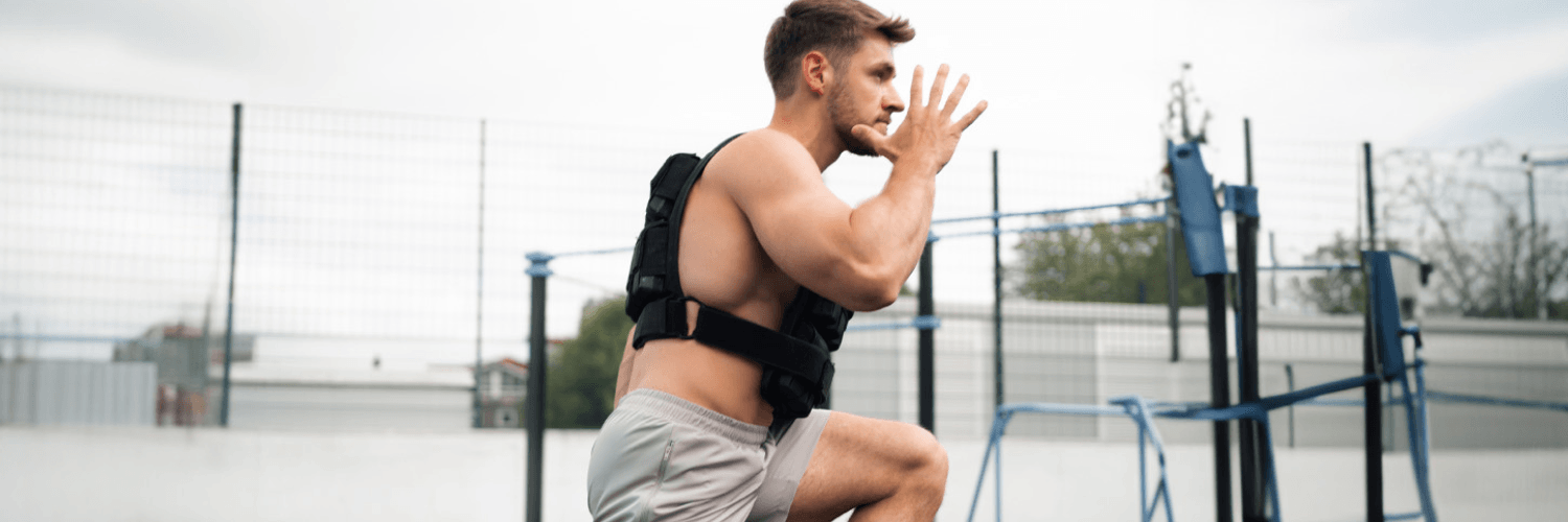 GORNATION athlete training with a weight vest at a park
