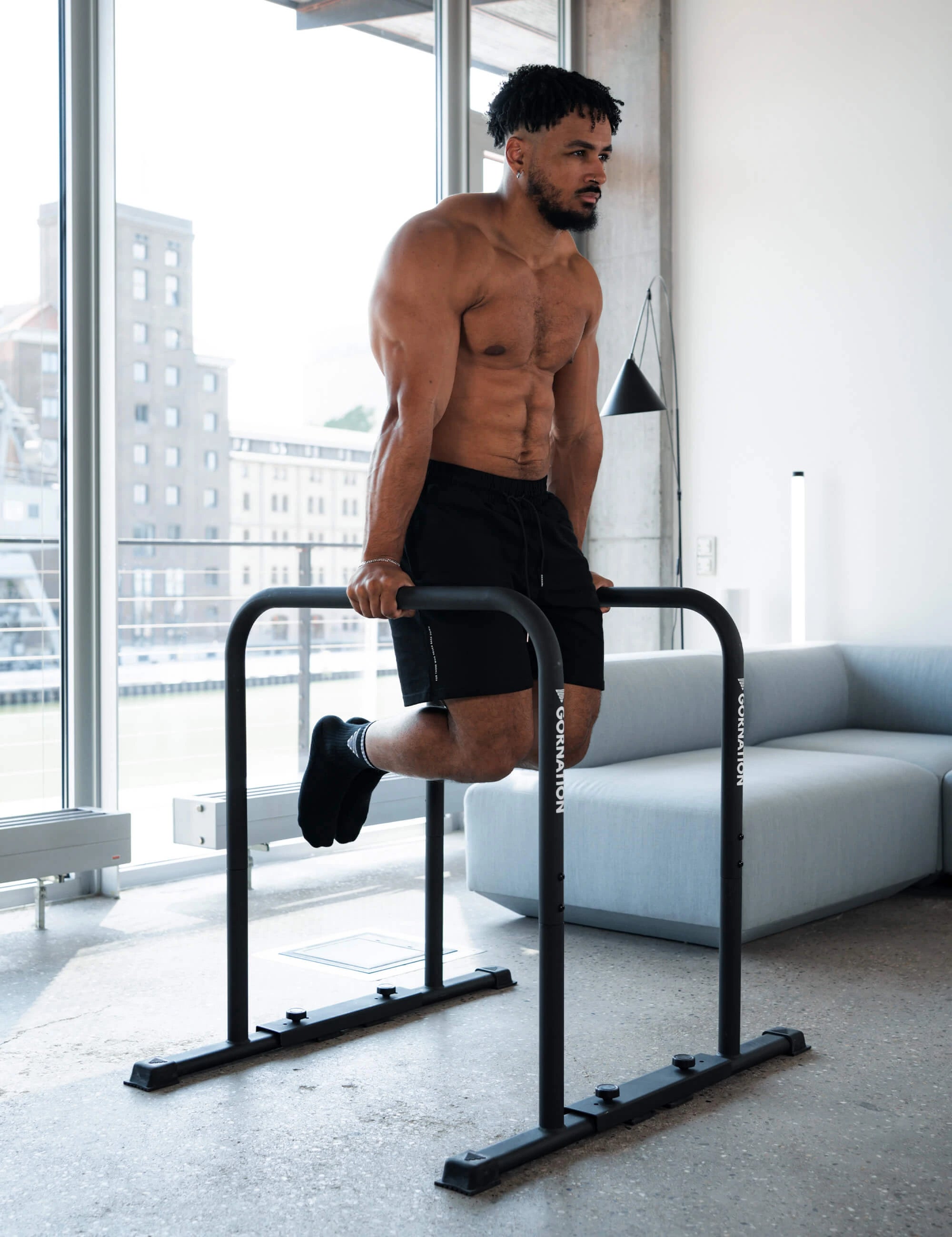 Trademark Innovations Dip Station Bars - 28.5" Height, 300lb Capacity, Foam Grips For Home Gym