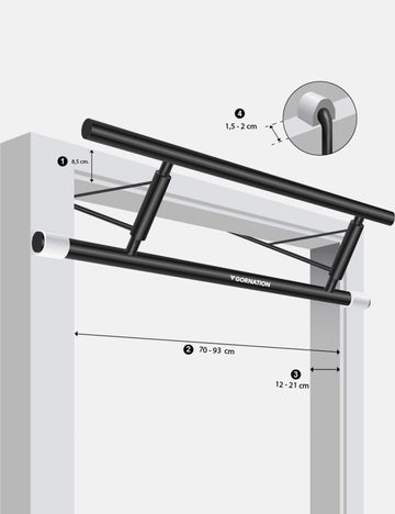 Barre De Traction Pour Porte GORNATION - Pas De Perçage, Support Jusqu'à 130 Kg, Idéale Tractions Maison