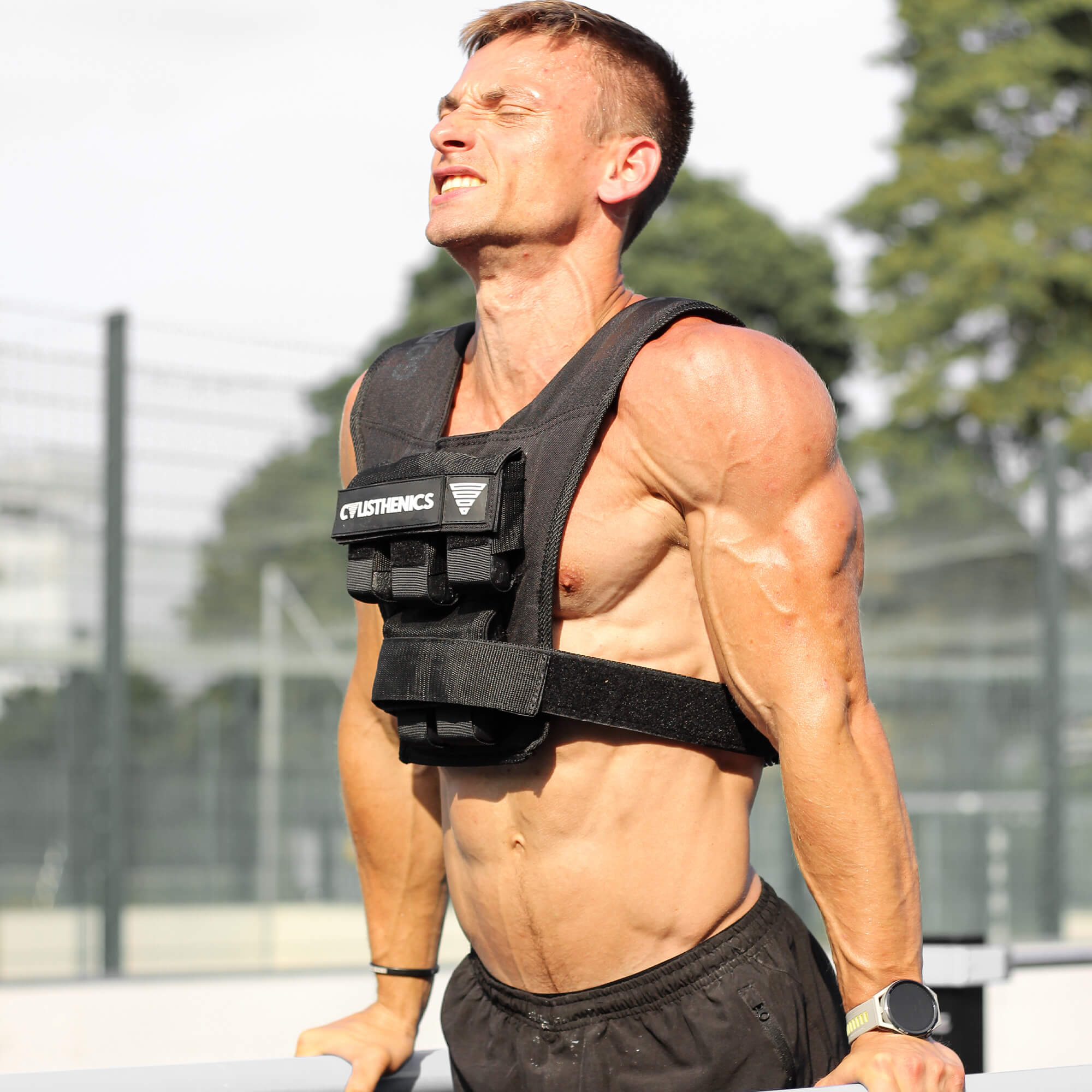 max true with weight vest doing dips