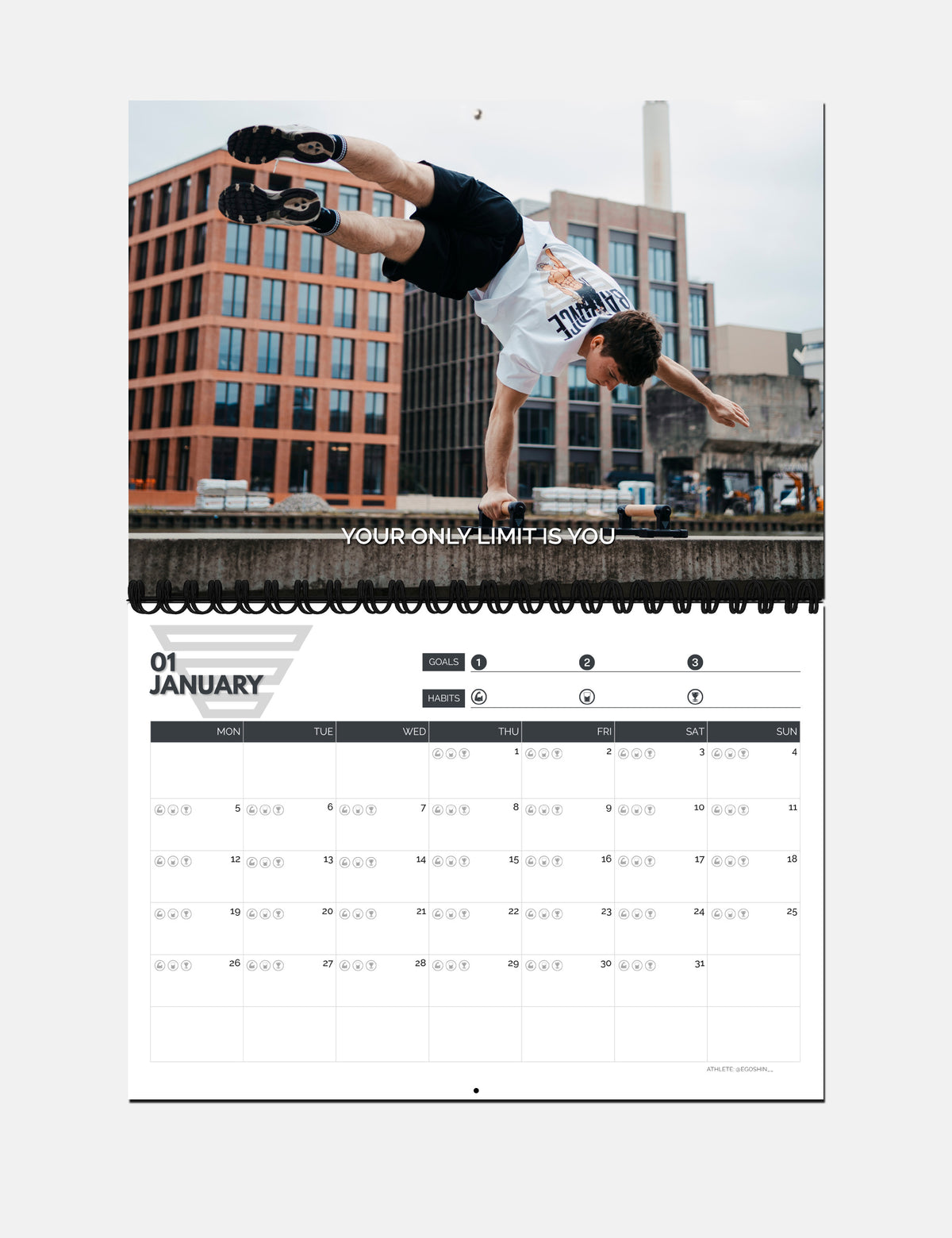 Calendario da parete Calisthenics 2026