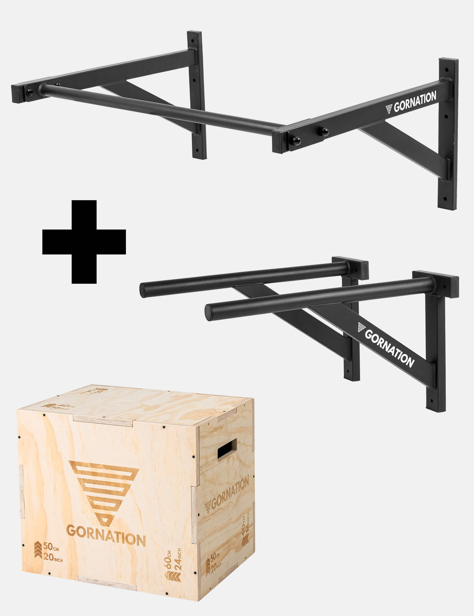 + Wall Mounted Dip Bars / + Wooden Plyo Box