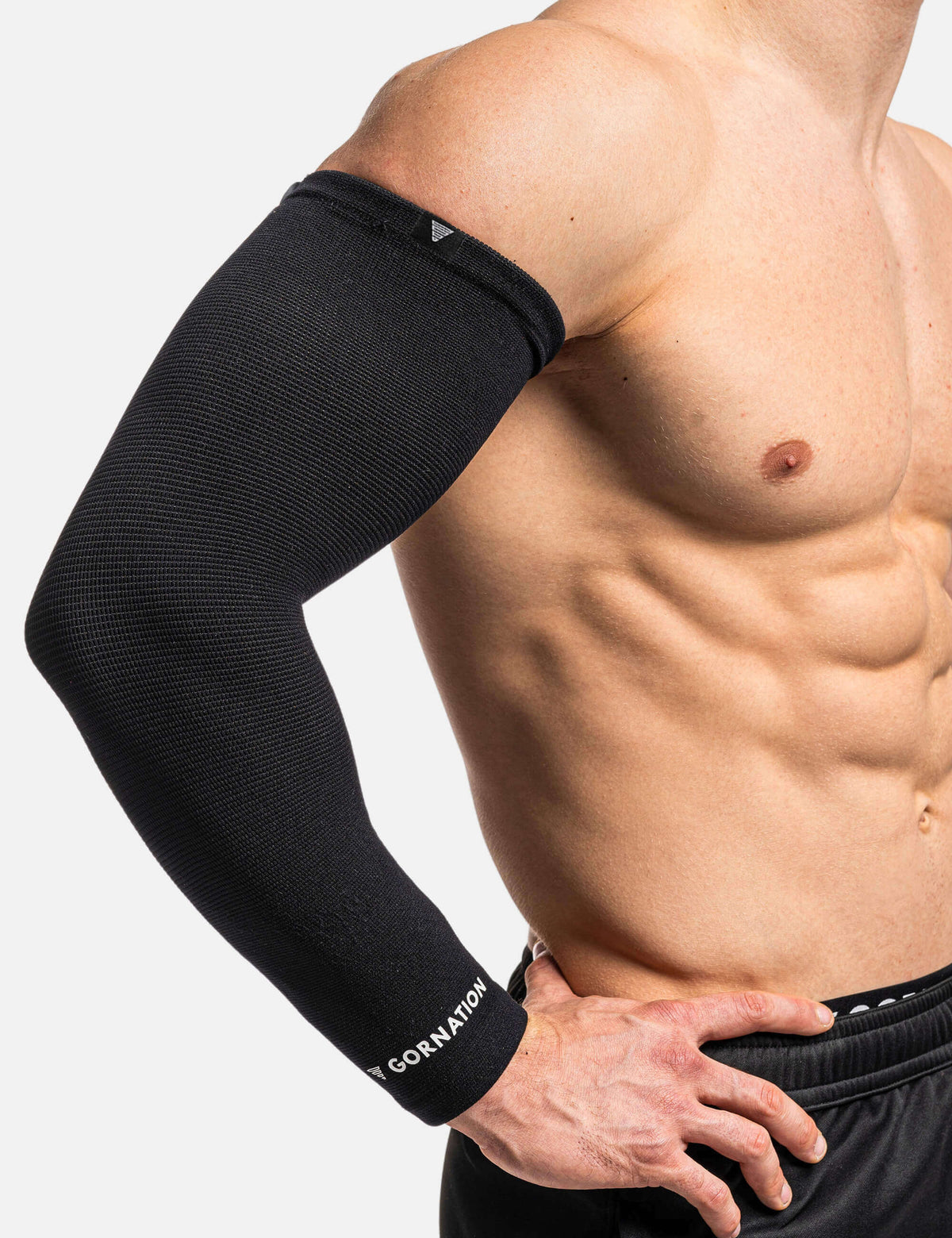 product shot of arm sleeves for calisthenics. Side view