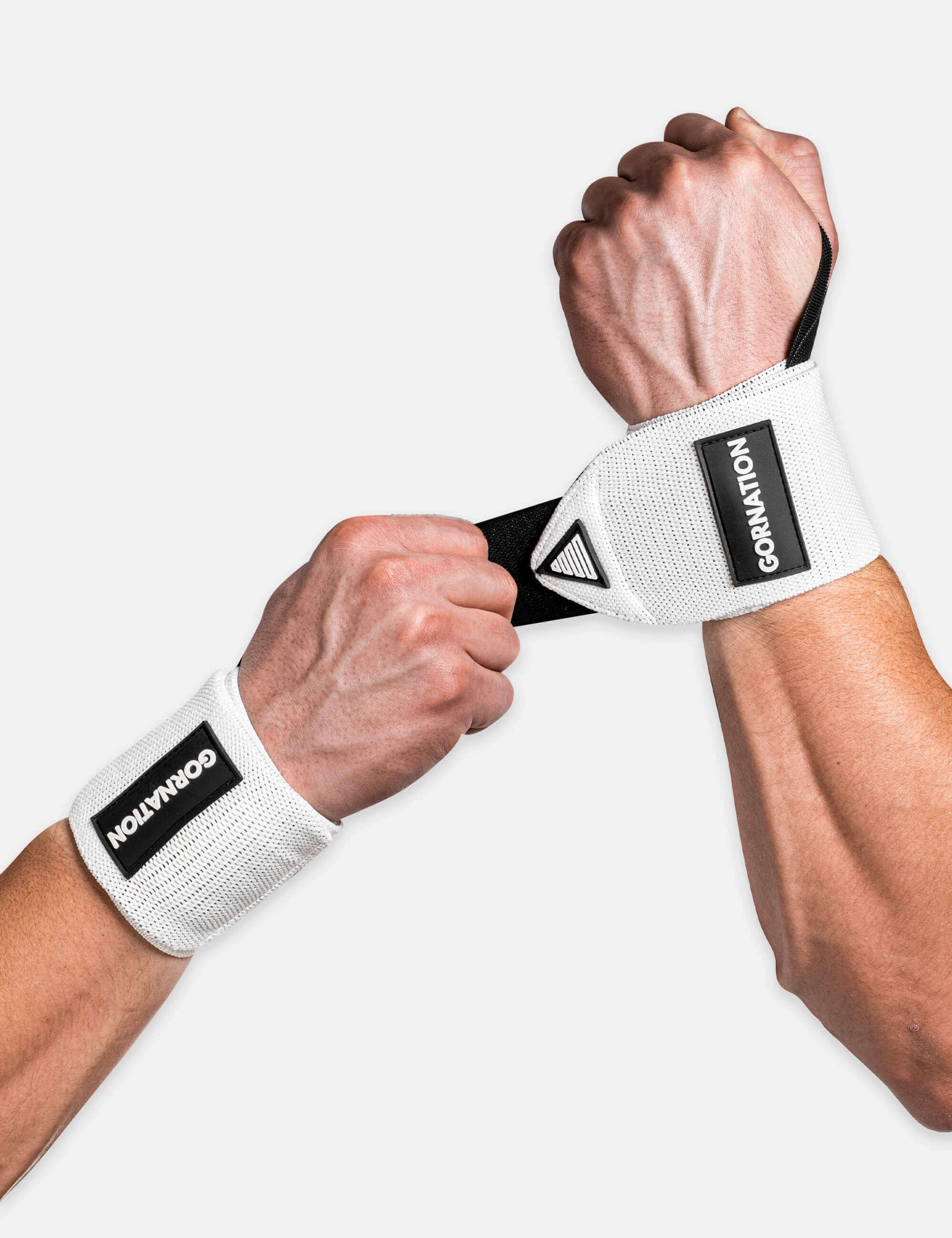 White power wrist wraps to improve stability and get more power moves. To improve stability and injury prevention.