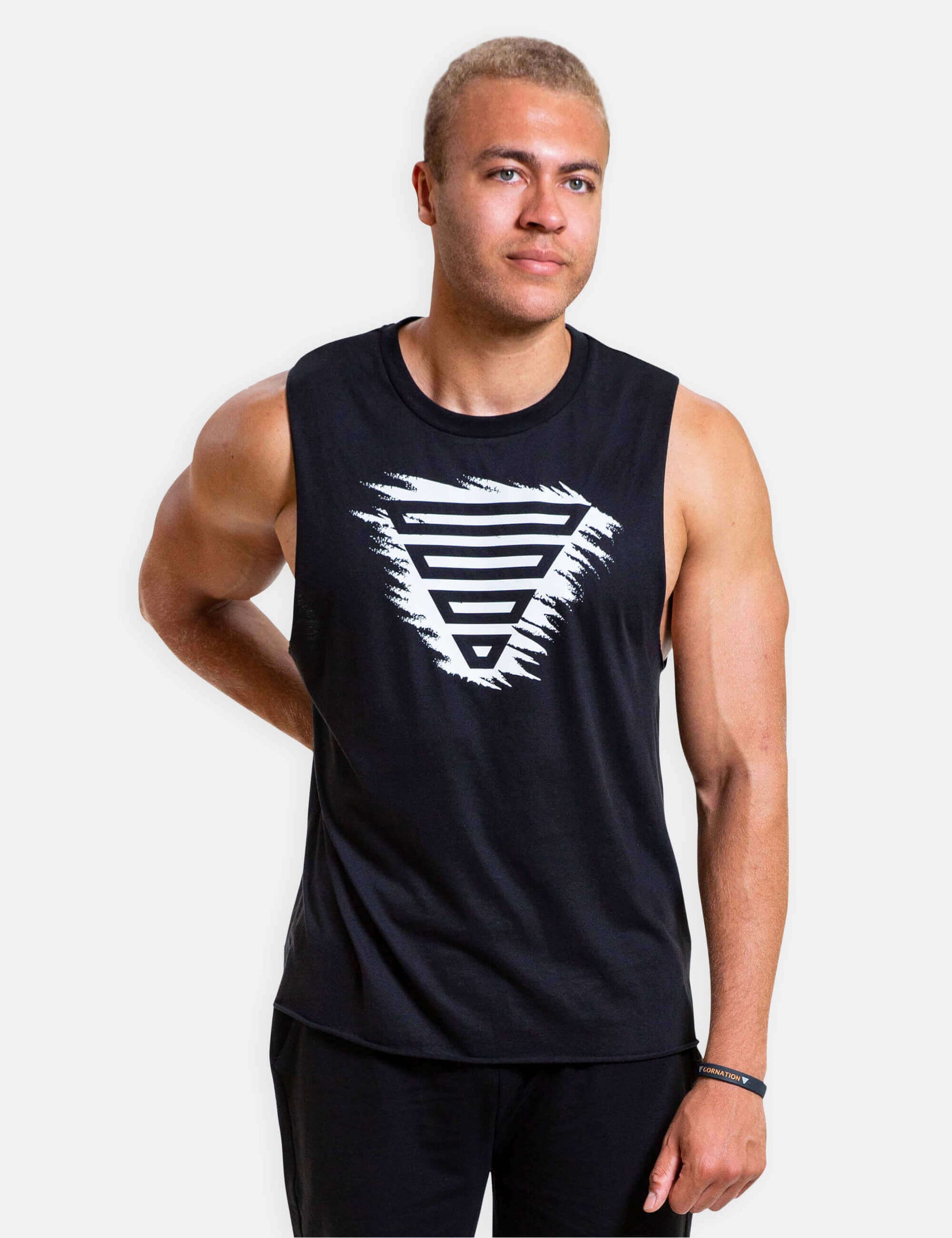 Vintage Tank Top by GORNATION in black. Front Side