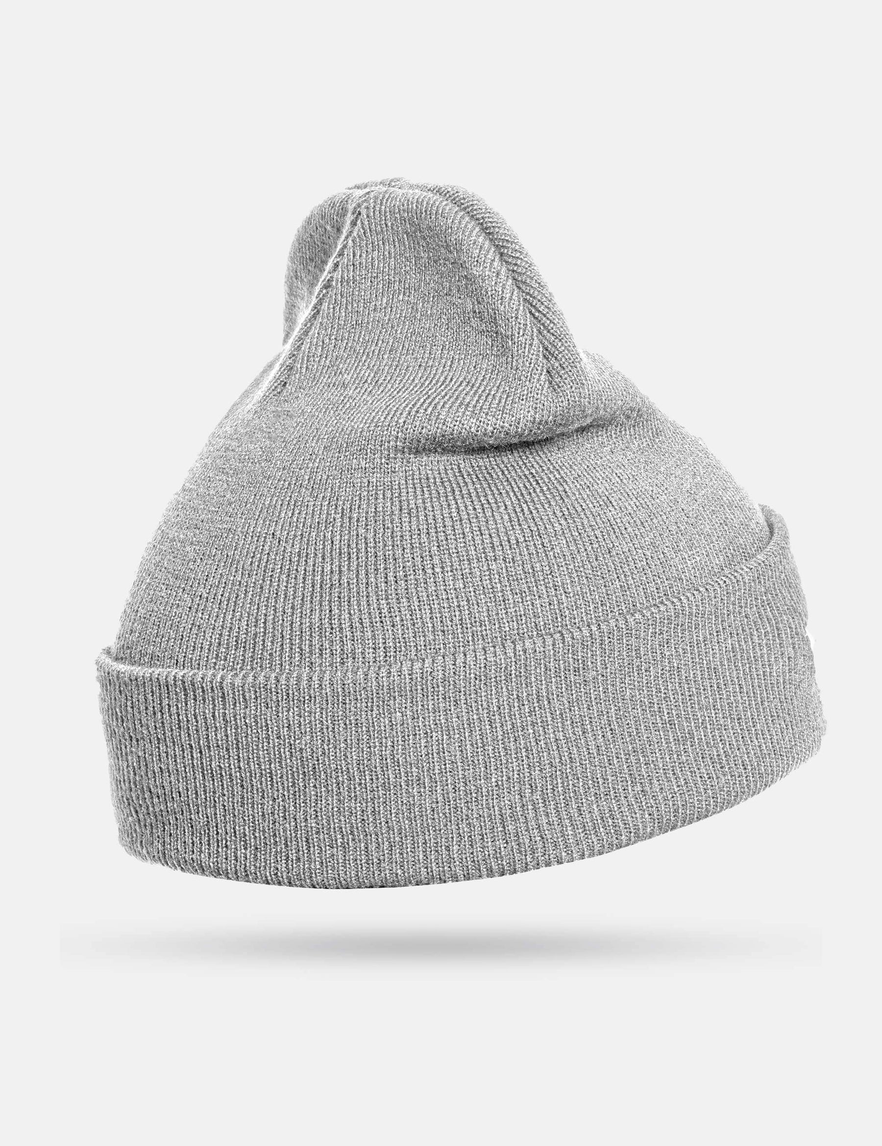 Side view of the GORNATION light grey beanie.